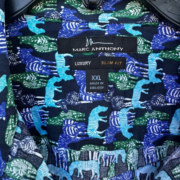 Marc Anthony Blue Zebra Luxury Button Down Mens Shirt Size XXL - Picture 4 of 11